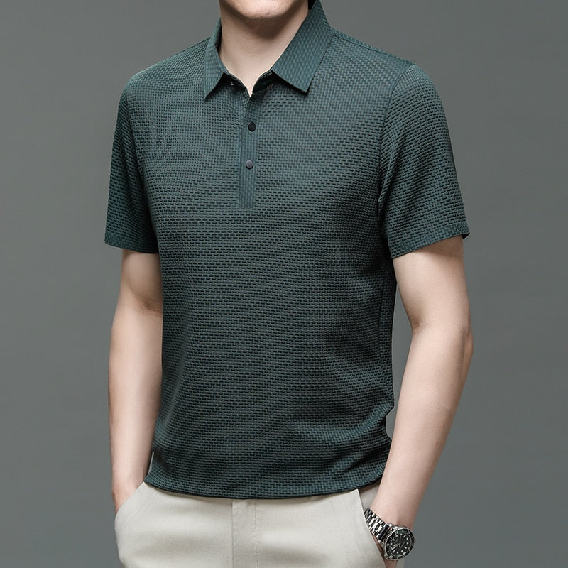 Camisa polo de verão masculina estilo coreano